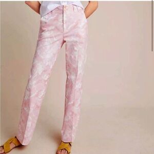 Anthropologie Pink Tie-Dye Straight Leg Pants Jamie Trousers Size 10P Cotton